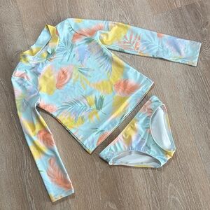 Carter’s Girls Rash Guard Swim Set Tropical Print Size 7 7A